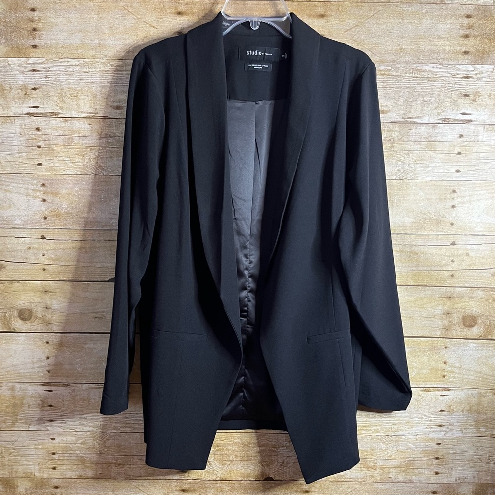 Studio by Torrid Open Front Black Lined Suit Jacket Shawl Collar NWOT Size 2X - Picture 5 of 5
